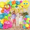 164pcs Summer Tropical Balloon Arch Garland Kit – Rainbow Hot Pink, Green, Orange, Blue & Purple Balloons with Sun, Coconut & Flamingo Foils for Hawaiian Luau, Aloha, Baby Shower & Birthday Party Decorations